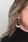 White Wooden Fan Shaped Earrings