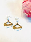 White Wooden Fan Shaped Earrings