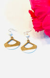White Wooden Fan Shaped Earrings