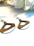 White Wooden Fan Shaped Earrings