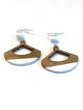 White Wooden Fan Shaped Earrings