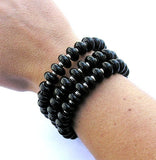 Black Beaded Wrap Bracelet--perfect jewelry for that little black dress! See it up close at https://wrist-flair.myshopify.com/collections/stretchy-wrap-bracelets/products/black-wrap-bracelet