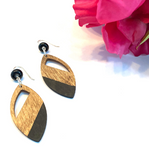 Black Petal Shaped Wooden Earrings