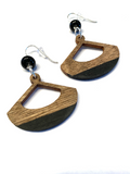 Black Fan Shaped Wooden Earrings