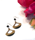 Black Fan Shaped Wooden Earrings