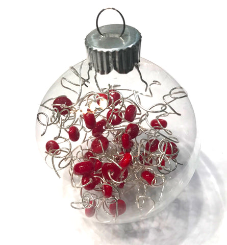 red glass beaded Christmas ornament