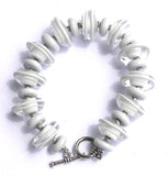 Light Gray Lampwork Glass Beaded Bracelet