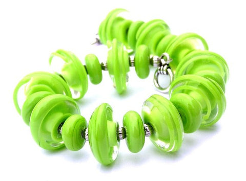 lime green beaded toggle bracelet