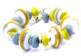 Yellow And Gray Beaded Bracelet With Toggle Clasp