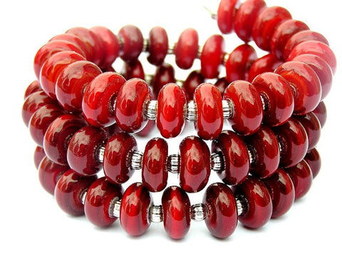 red beaded wrap bracelet for women