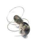 gray smoky quartz glass beaded hoop earrings