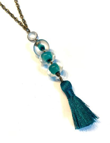 Glass Beaded Tassel Necklaces