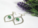Green Earrings For Spring! Choose modern, colorful handmade glass beaded jewelry to add some class to your wardrobe this year. See this pair up close at https://wrist-flair.myshopify.com/collections/beaded-earrings/products/green-beaded-silver-teardrop-earrings