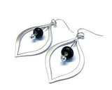 black beaded silver teardrop earrings. Shop for classic and timeless glass beaded jewelry at http://www.wristflairglass.com