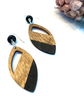 Black Petal Shaped Wooden Earrings