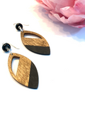 Black Petal Shaped Wooden Earrings