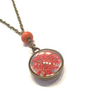 Coral Red Dried Flower Necklace