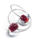 dark red beaded hoop earrings