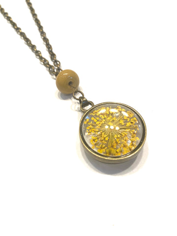 Mustard Yellow Dried Flower Necklace