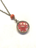 Coral Red Dried Flower Necklace