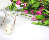 simple white beaded rose gold hoop earrings for girls