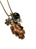 Glass Acorn and Snowflake Charm Necklace