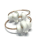white beaded rose gold hoop earrings for women