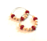 red and wood beaded hoop earrings2